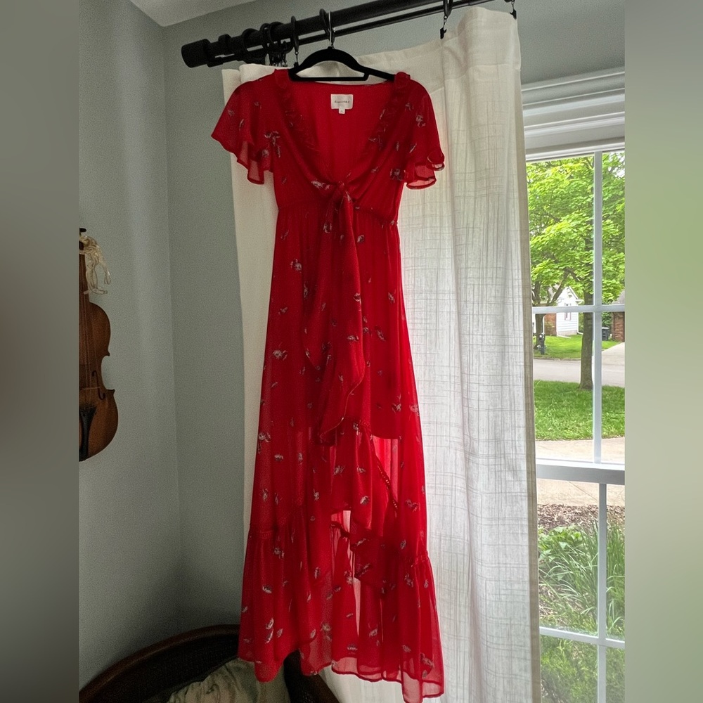 Line and Dot, Pradera Midi Dress in Tangerine Red - sz XS